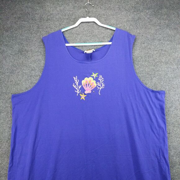CST Sport Womens Sleeveless Shirt Top Size 4X Purple Embroidered Shells Beach - Picture 7 of 12